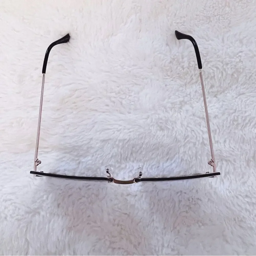 Blair Black Modern Rectangle Half Rim Sunglasses